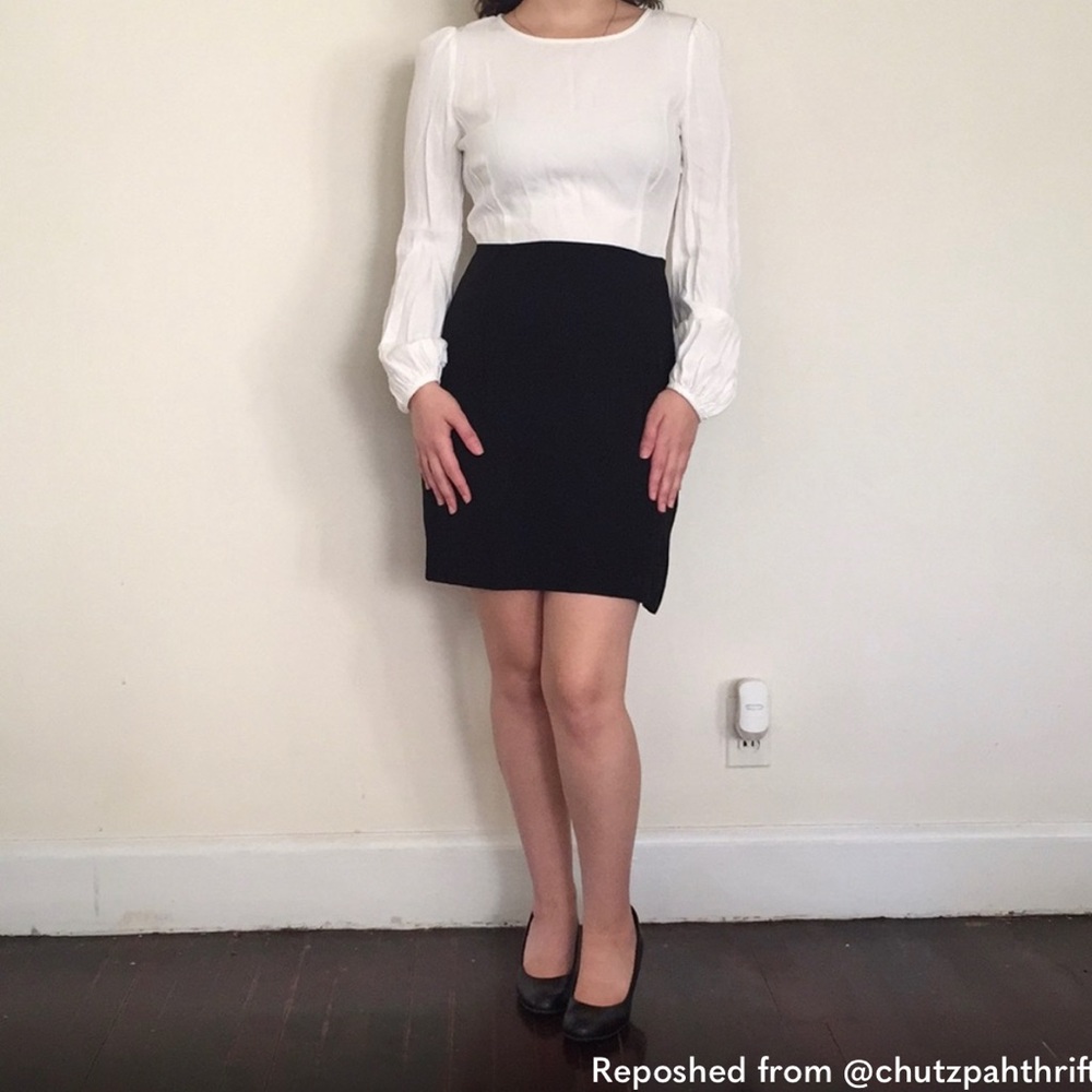 Zara Woman Black & White long sleeved dress